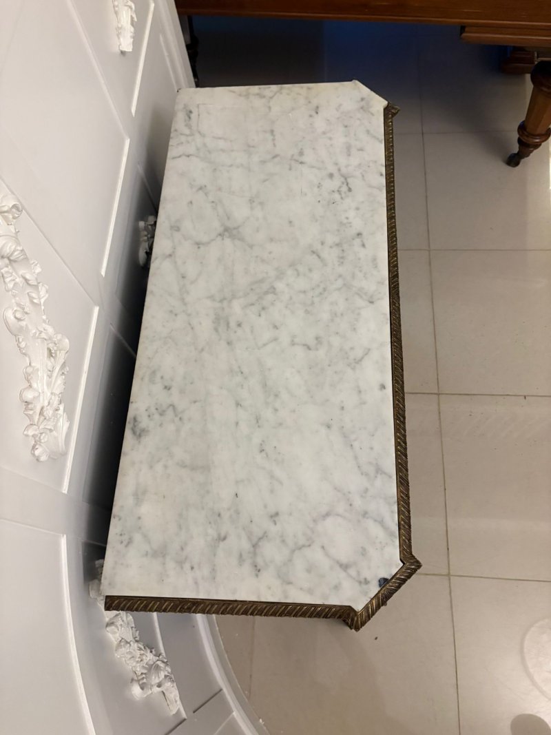 Exceptional Quality Antique French Louis XVI Style Marble-Top Side Cabinet